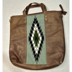Myra Bag in Leather and Woven Serape, Western, Coastal Cowgirl